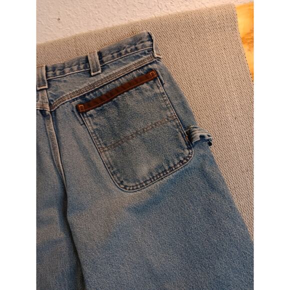 Riggs Workwear Vtg Wrangler Carpenter Jeans 36X34 Blue Fade Leather Trim Utility - Picture 8 of 13